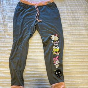 Hello Kitty Gray Ankle Pants with Cartoon Characters